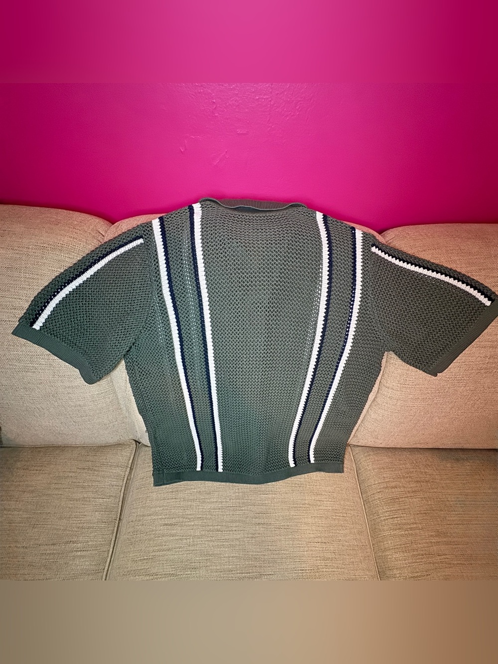 NWOT Lucky Brand Stripe Button Front Sweater - Picture 7 of 16